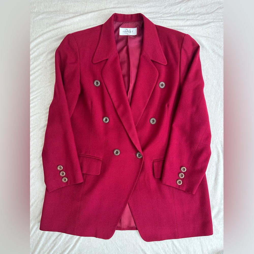 Vintage Women's wool burgundy Double-Breasted Blazer